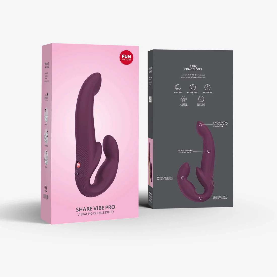 a box with a purple vibrating device in it
