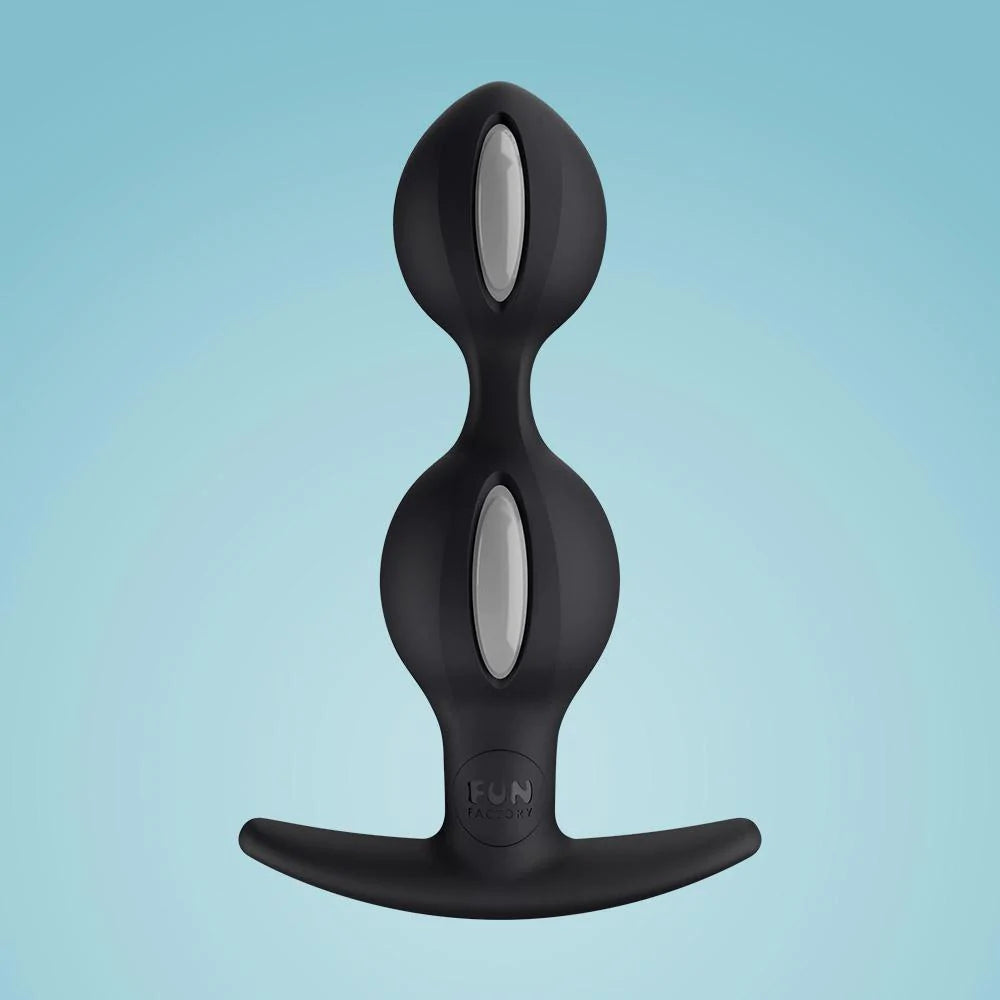 B BALLS  DUO - Purple dual-bulb anal plug with ergonomic base by ouiboutique. - anal, plug, prostate