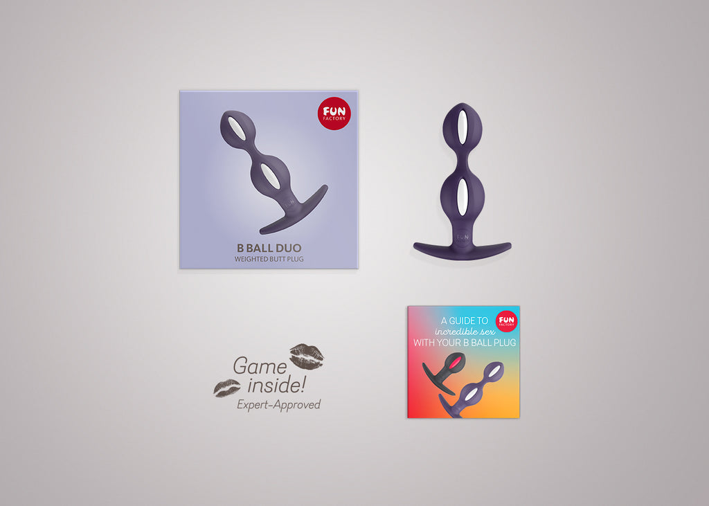 B BALLS  DUO - Purple dual-bulb anal plug with ergonomic base by ouiboutique. - anal, plug, prostate