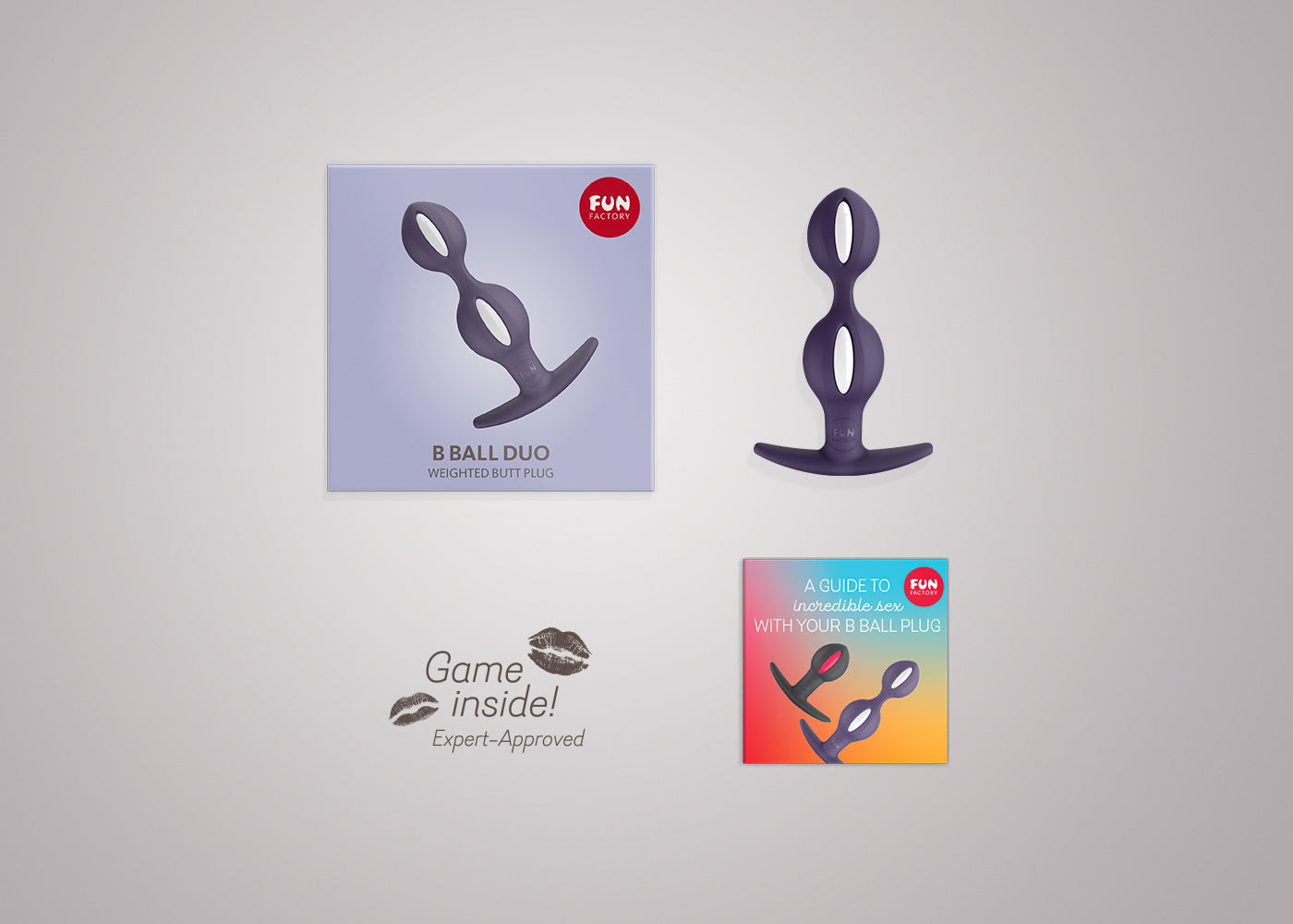B BALLS  DUO - Purple dual-bulb anal plug with ergonomic base by ouiboutique. - anal, plug, prostate