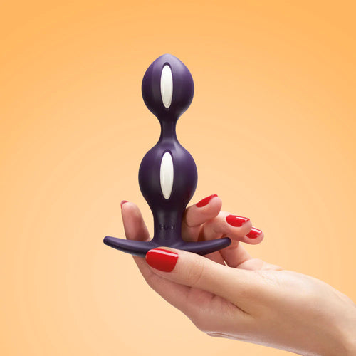 B BALLS  DUO - Purple dual-bulb anal plug with ergonomic base by ouiboutique. - anal, plug, prostate