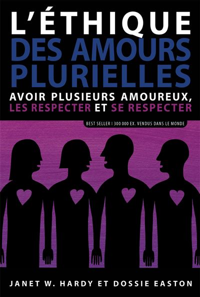 L'éthique des amours plurielles / The Ethical Slut - The Ethical Slut book cover with purple silhouettes and heart cutouts, shown by ouiboutique. - livre, livres