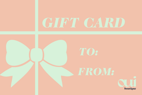 Carte cadeaux - ", "FROM:", and "ouiboutique" logo.