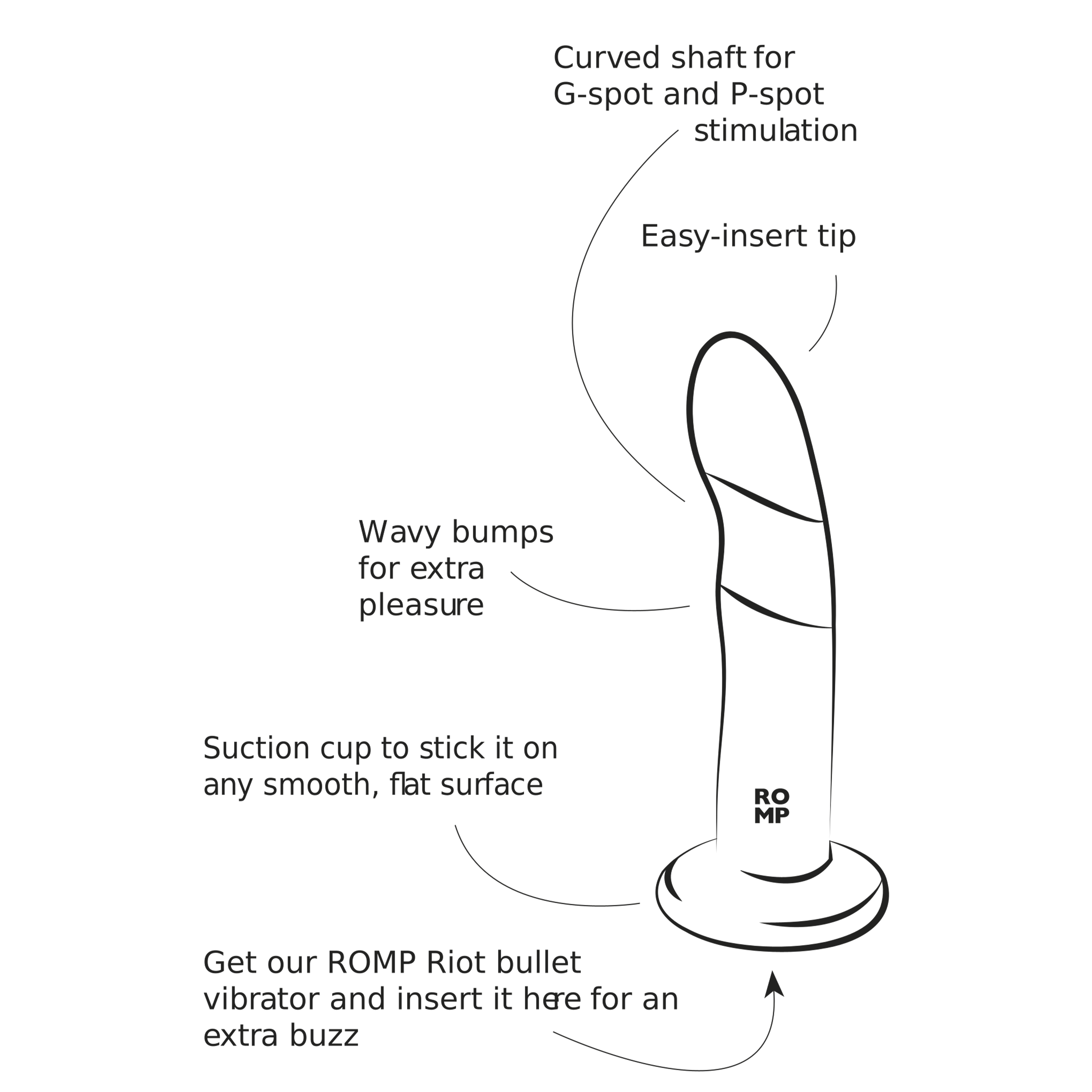 Piccolo - Dildo en silicone courbé pour débutant·e·s par ROMP