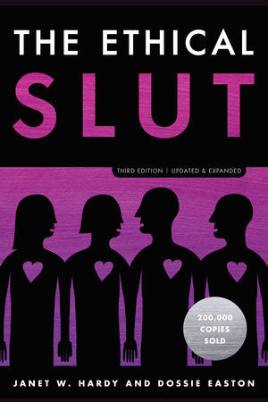 L'éthique des amours plurielles / The Ethical Slut - The Ethical Slut book cover with purple silhouettes and heart cutouts, shown by ouiboutique. - livre, livres