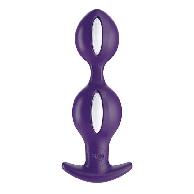 B BALLS  DUO - Purple dual-bulb anal plug with ergonomic base by ouiboutique. - anal, plug, prostate