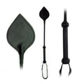 Cravache en cuir en forme de pointe - Black leather pointe-shaped riding crop with braided handle, ouiboutique BDSM accessory. - accessoire, BDSM