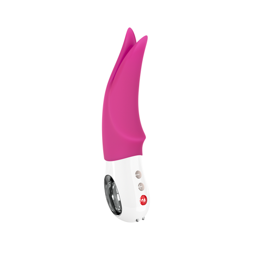 VOLTA - Fun Factory - Pink silicone clitoral vibrator with white base and control buttons, ouiboutique. - clitoridien, couple, pink20, vibrateur
