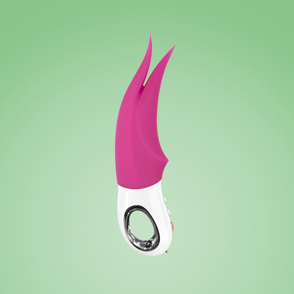 VOLTA - Fun Factory - Pink silicone clitoral vibrator with white base and control buttons, ouiboutique. - clitoridien, couple, pink20, vibrateur
