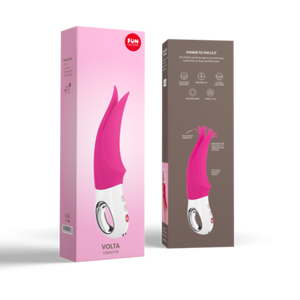 VOLTA - Fun Factory - Pink silicone clitoral vibrator with white base and control buttons, ouiboutique. - clitoridien, couple, pink20, vibrateur